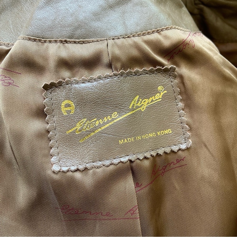 Vintage Etienne Aigner Leather Blazer Equestrian Minimalist Jacket Old Money 90s - Picture 7 of 13